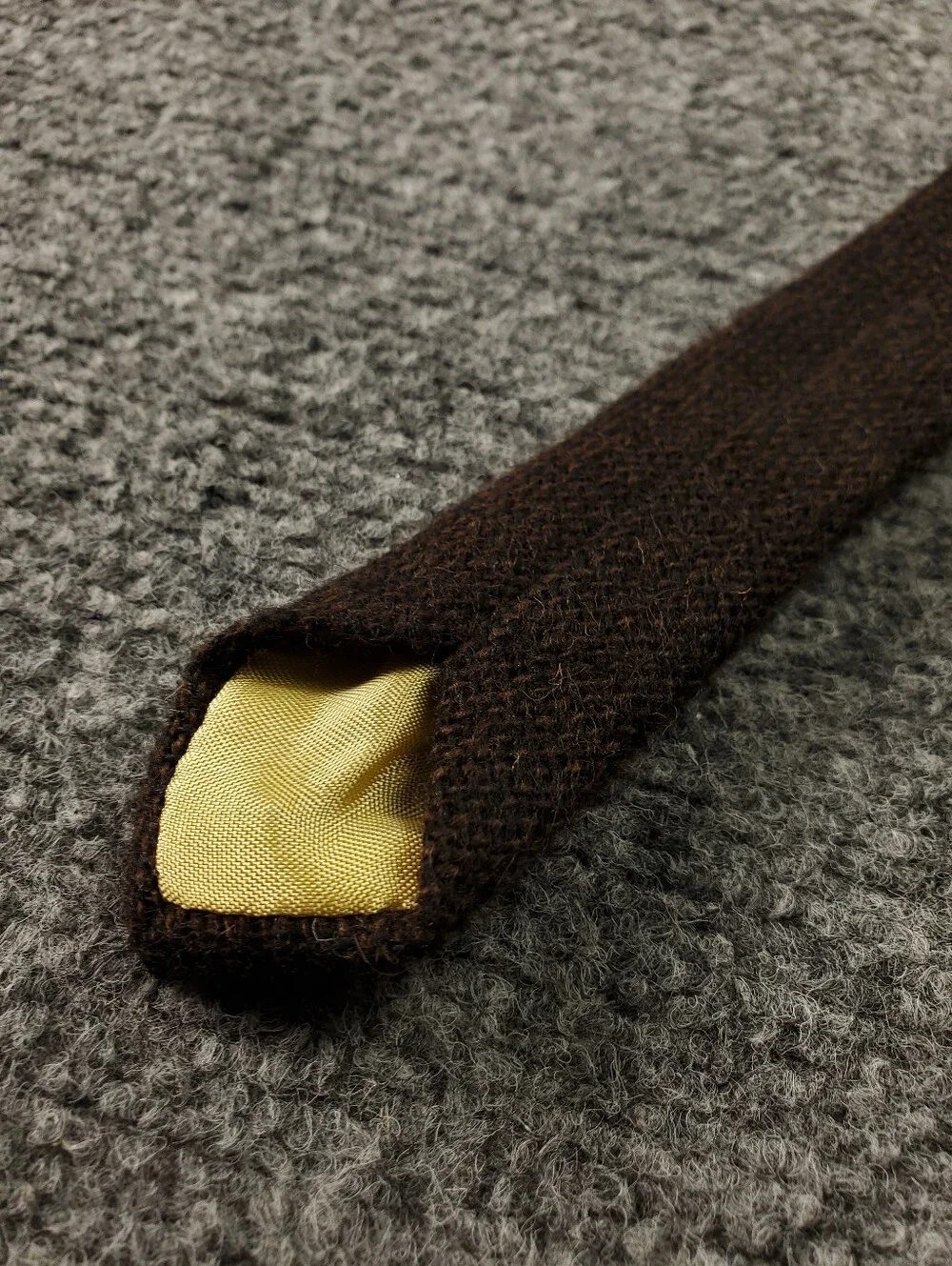 Wool Necktie Made In Scotland Solid Brown Flecked Classic Tie Dark Academia